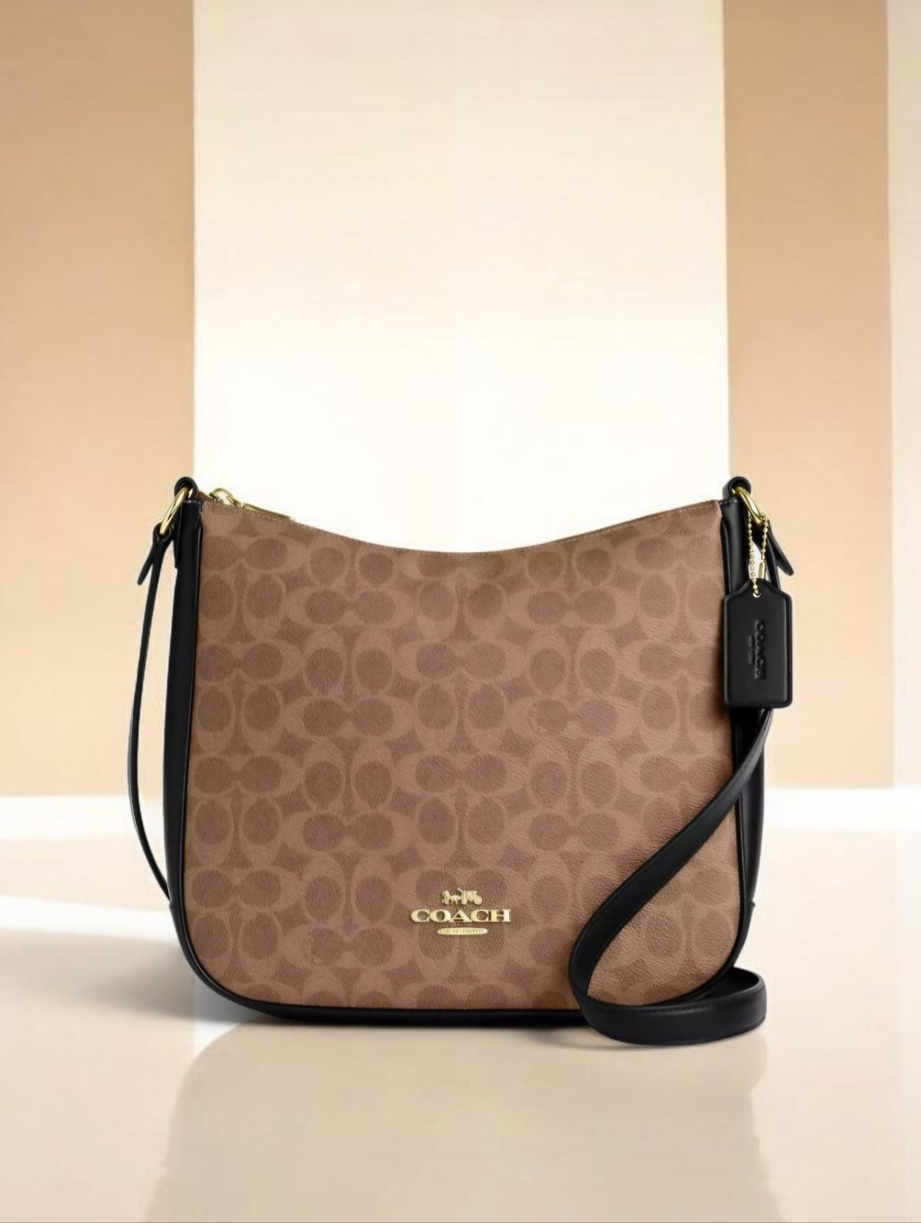Coach Signature Canvas Messenger Bag - Brown And Black